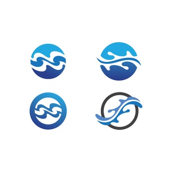 Isolated round shape logo. Blue color logotype. Flowing water image. Sea, ocean, river surface. vector