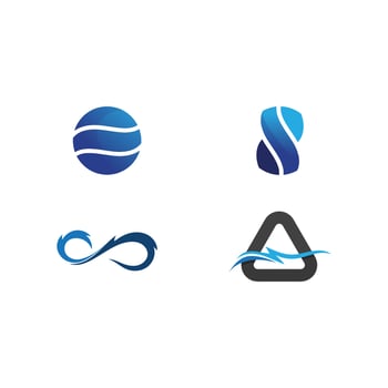 Isolated round shape logo. Blue color logotype. Flowing water image. Sea, ocean, river surface. vector