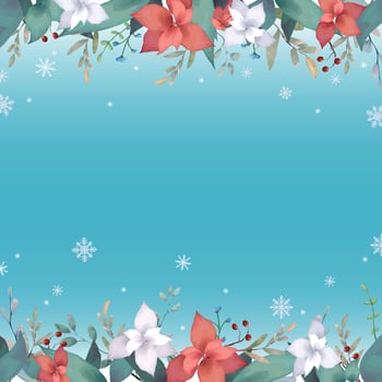 Beautiful Floral Winter Border With Snowflakes vector