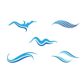 Isolated round shape logo. Blue color logotype. Flowing water image. Sea, ocean, river surface. vector