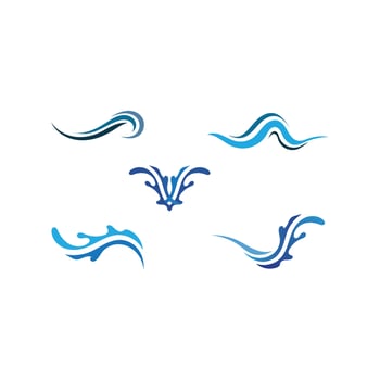 Isolated round shape logo. Blue color logotype. Flowing water image. Sea, ocean, river surface. vector