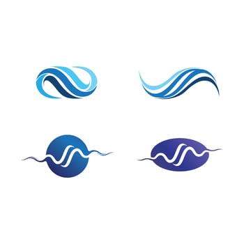 Isolated round shape logo. Blue color logotype. Flowing water image. Sea, ocean, river surface. vector