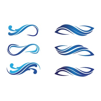 Isolated round shape logo. Blue color logotype. Flowing water image. Sea, ocean, river surface. vector