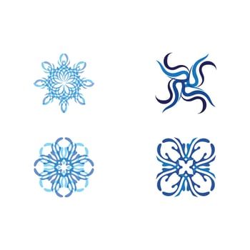Isolated round shape logo. Blue color logotype. Flowing water image. Sea, ocean, river surface. vector