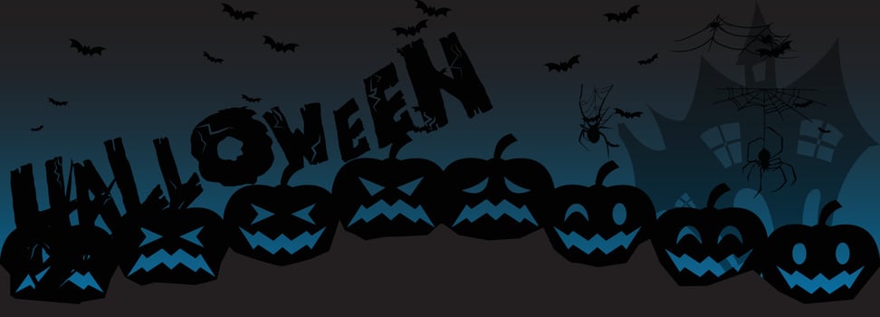 Happy Halloween banner or party invitation background. Happy Helloween blue. Scary Halloween isolated background vector