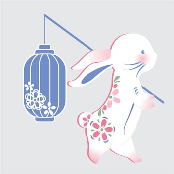 Happy chinese new year 2023 year of the Rabbit zodiac sign. Oriental rabbit cut out of white paper. Traditional Asian craft and art. Lunar New Year holiday. Vector