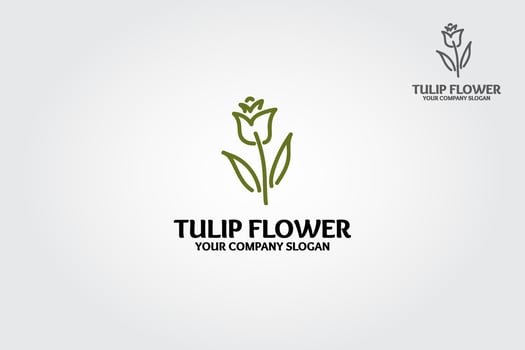 Vector line logo Tulip flowers and leaves. Clean and professional logo suitable for any business or personal identity related to nature, flora, wellness  beauty industry, flower shops and gardening.