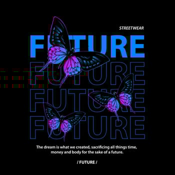 Premium butterfly streetwear design vector clothing