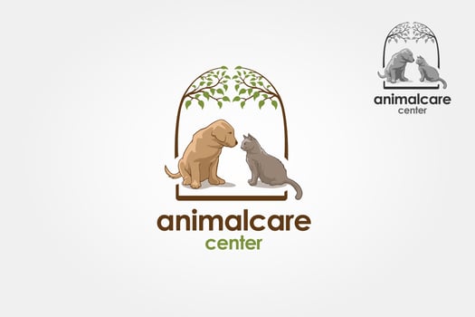 Animal Care Center Vector Logo Template. Pets logo vector illustration.