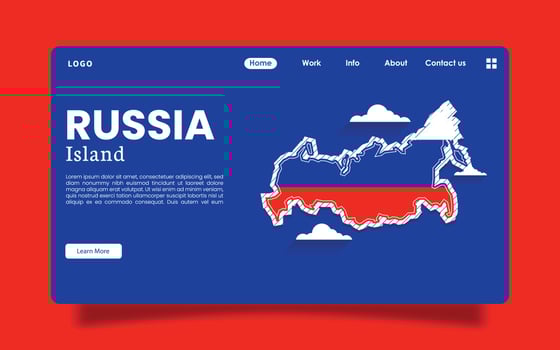 Landing Page - Russian Island or Country Map, Vector Border Detailed Illustration with a cute theme for kids. Russia is one of the countries in Europe.
