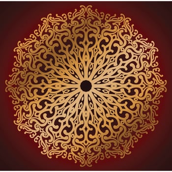 Golden color and dark red background mandala. vector