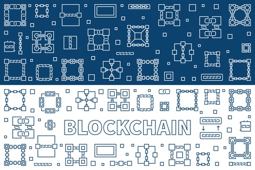 Blockchain Technology outline banners. Vector illustration