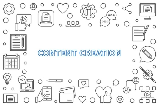 Content Creation vector concept outline frame or illustration