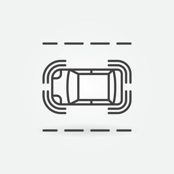 Driverless Car on the Road vector thin line concept icon