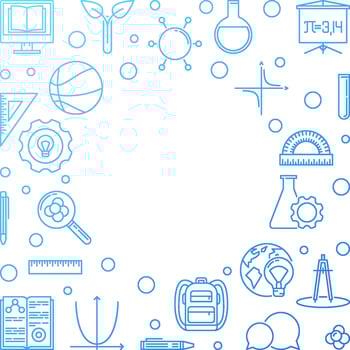 School concept blue outline frame - vector illustration