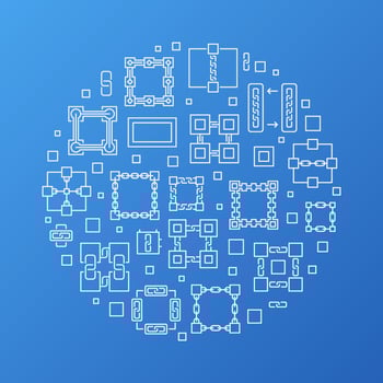 Vector Blockchain concept round minimal line illustration