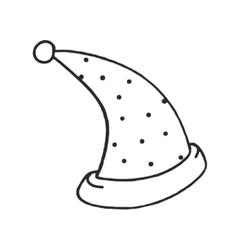 Santa Hat Vector Illustration Doodle Isolated on White Background Christmas Concept