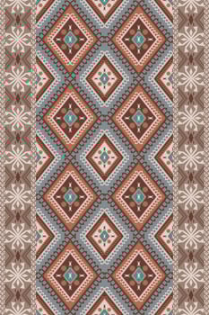Ethnic arabesque geometric pattern. Vintage ethnic geometric diamond pattern with border seamless background. Ethnic Persian carpet, area rug pattern design for interior decoration elements. vector