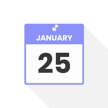 January 25 calendar icon. Date,  Month calendar icon vector illustration