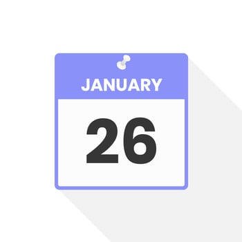 January 26 calendar icon. Date,  Month calendar icon vector illustration