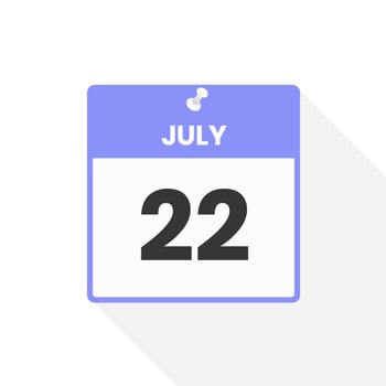 July 22 calendar icon. Date,  Month calendar icon vector illustration