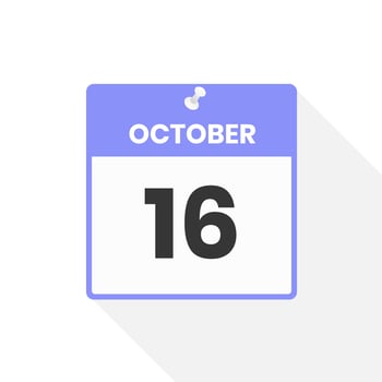 October 16 calendar icon. Date,  Month calendar icon vector illustration