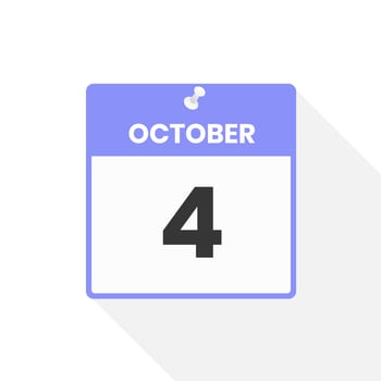 October 4 calendar icon. Date,  Month calendar icon vector illustration