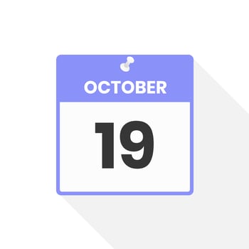 October 19 calendar icon. Date,  Month calendar icon vector illustration
