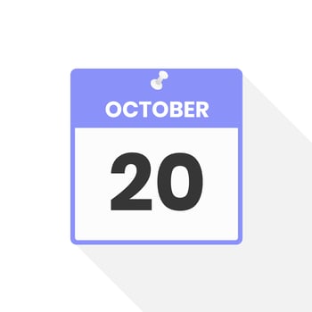October 20 calendar icon. Date,  Month calendar icon vector illustration