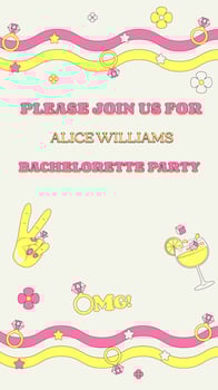 Bachelorette Party Invitation Template in Retro Groove Style Bridal Shower Invitation Vertical Background vector