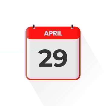 29th April calendar icon. April 29 calendar Date Month icon vector illustrator