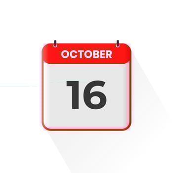 16th October calendar icon. October 16 calendar Date Month icon vector illustrator