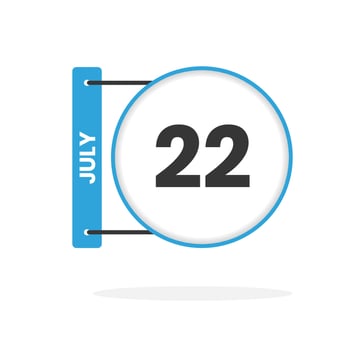 July 22 calendar icon. Date,  Month calendar icon vector illustration