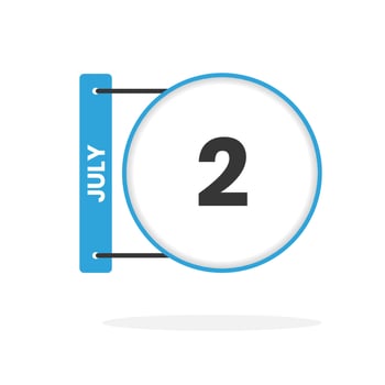 July 2 calendar icon. Date,  Month calendar icon vector illustration