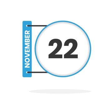 November 22 calendar icon. Date,  Month calendar icon vector illustration