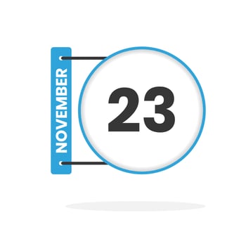November 23 calendar icon. Date,  Month calendar icon vector illustration