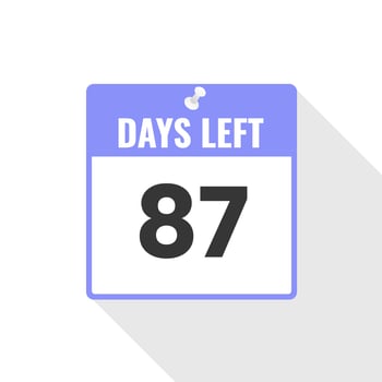 87 Days Left Countdown sales icon. 87 days left to go Promotional banner vector