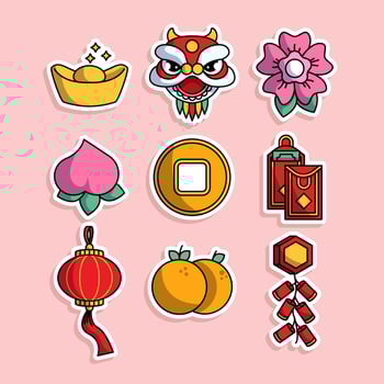 Chinese New Year Sticker Set vector