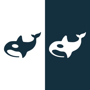 Simple black orca whale animal template logo creative design. Killer underwater animal. Logo for business, identity and branding. vector
