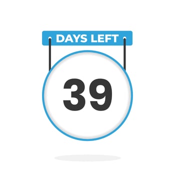 39 Days Left Countdown for sales promotion. 39 days left to go Promotional sales banner vector