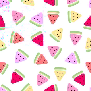 Colorful watermelon seamless pattern. Fresh slices of watermelon fruit for food background and wallpaper vector