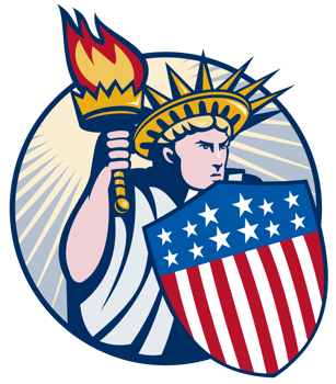 lady statue of liberty with torch and shield png