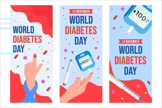 flat world diabetes day vertical banner set vector