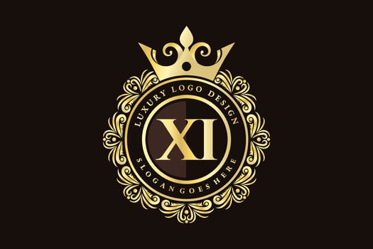 XI Initial Letter Gold calligraphic feminine floral hand drawn heraldic monogram antique vintage style luxury logo design Premium Vector