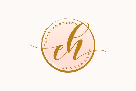 Initial EH handwriting logo with circle template vector signature, wedding, fashion, floral and botanical with creative template.