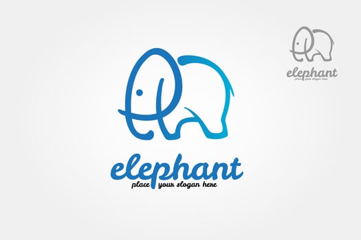 Elephant Logo Cartoon Character. Simple Vector logo illustration elephant.