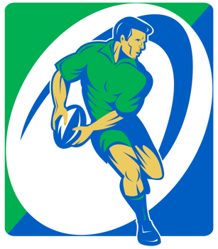 Rugby player running with ball png