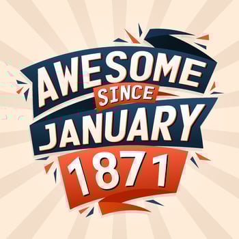 Awesome since January 1871. Born in January 1871 birthday quote vector design
