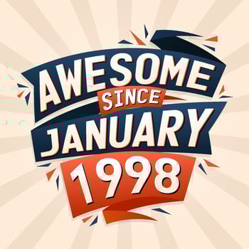 Awesome since January 1998. Born in January 1998 birthday quote vector design