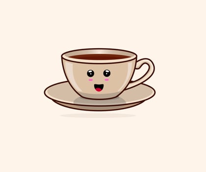 vector graphic illustration of cute warm tea cup